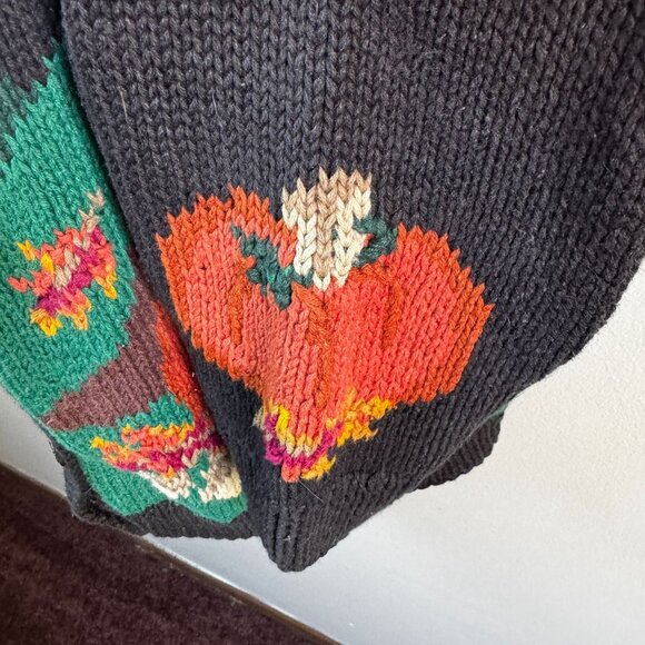 Vintage Northern Isles Halloween Sweater Harvest Scarecrow Hand Knit Cardigan XL - Picture 6 of 16